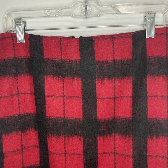 Talbots Petite Size 2P Red Black Pencil Skirt Wool Blend Lined EUC - Picture 2 of 6